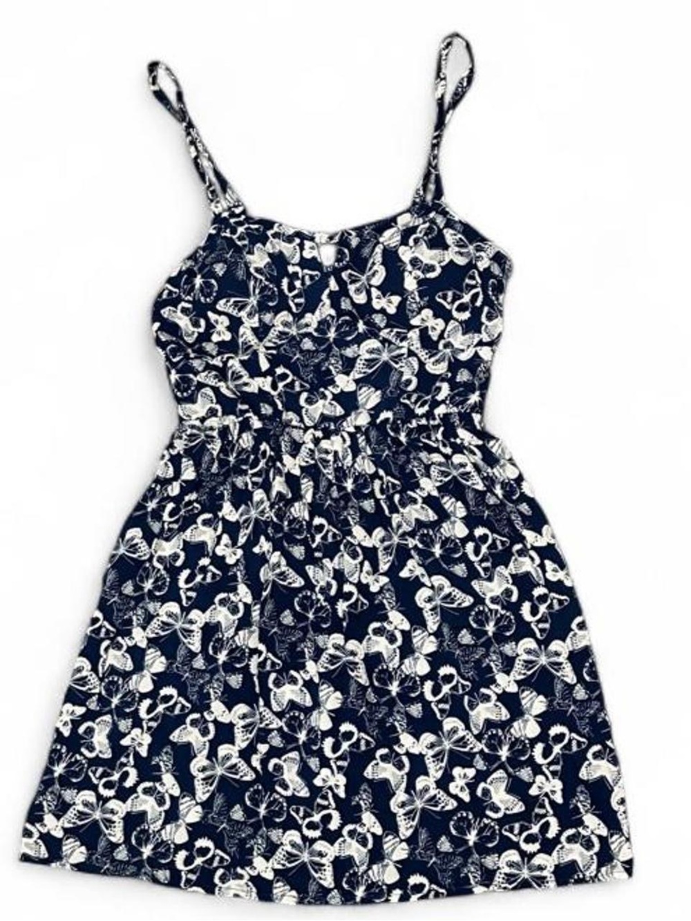 AUW Navy Midi Dress with White Butterfly Print